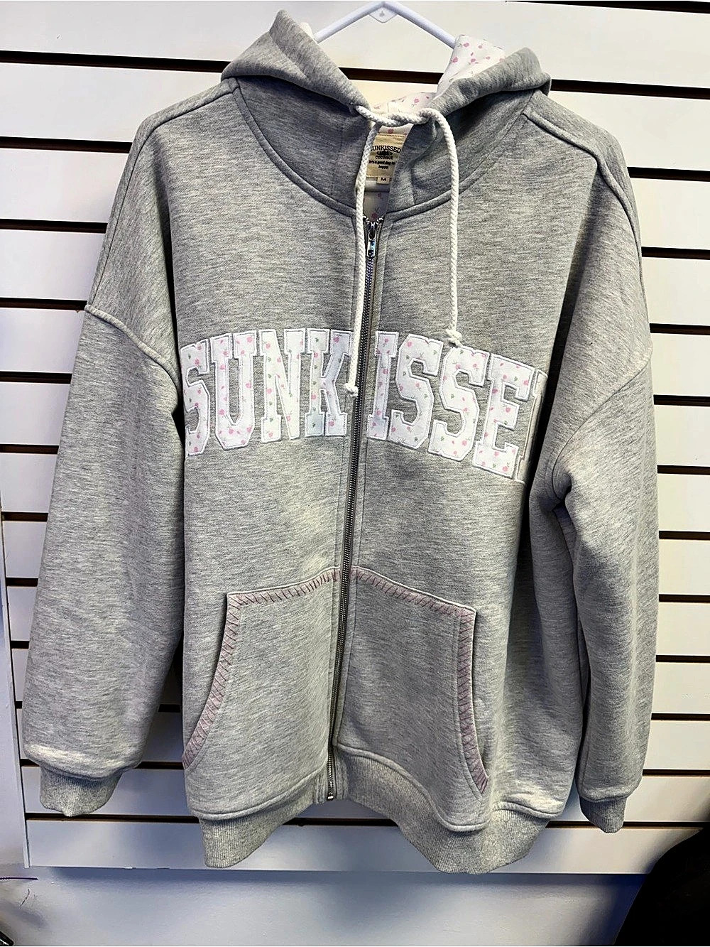 Sunkissedcoconut Afternoon Grey Roses Sunkissedcoconut Full Zip Hoodie Full Zip